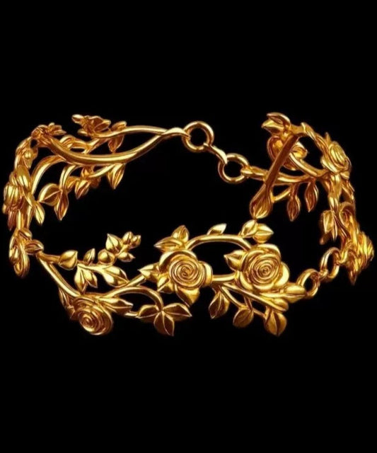 Vogue Gold Sterling Silver Overgild Rose Open Bangle