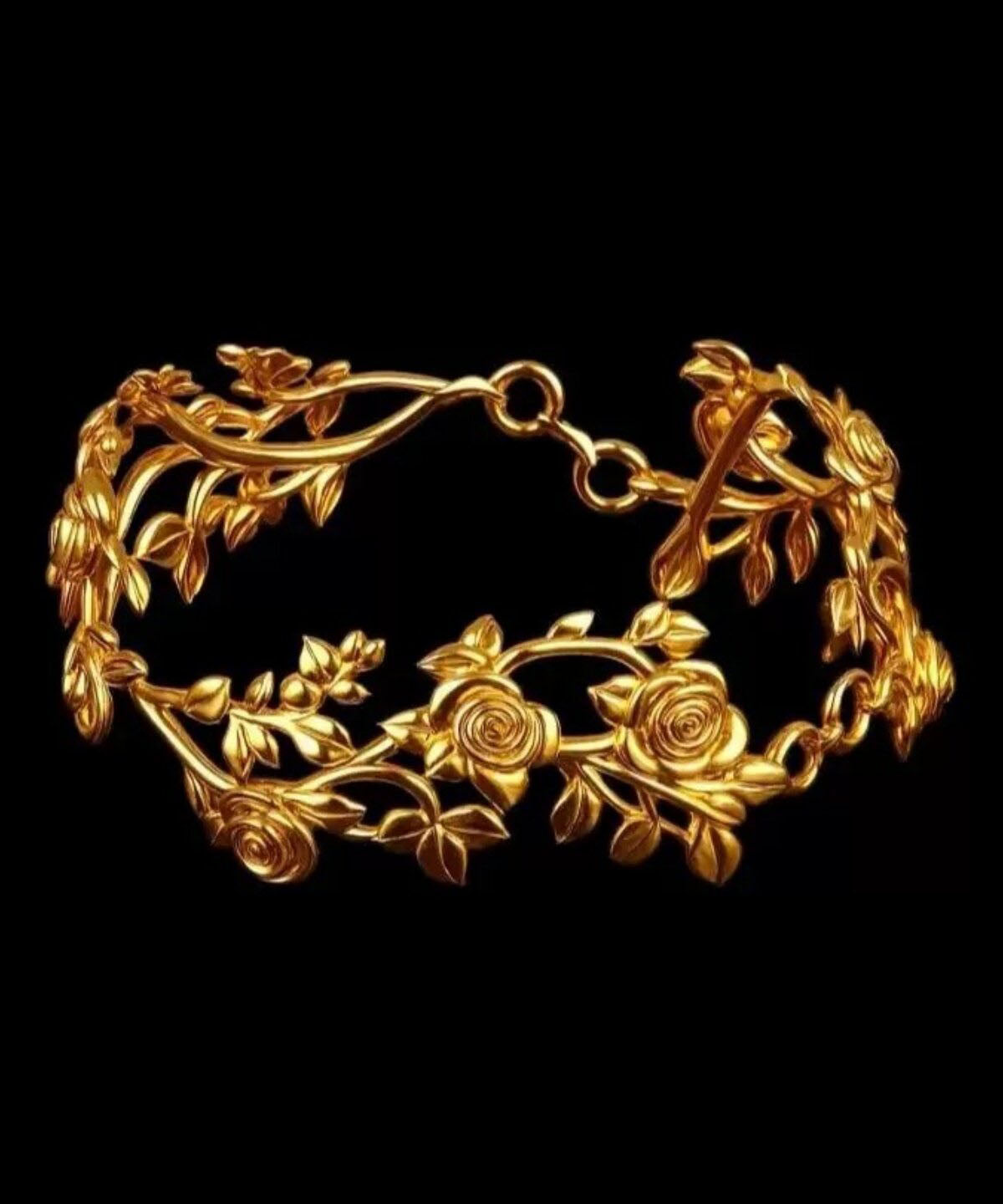Vogue Gold Sterling Silver Overgild Rose Open Bangle