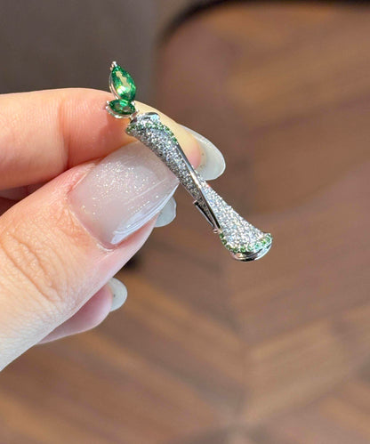 Vogue Green Alloy Zircon Dracaena Sanderiana Brooches