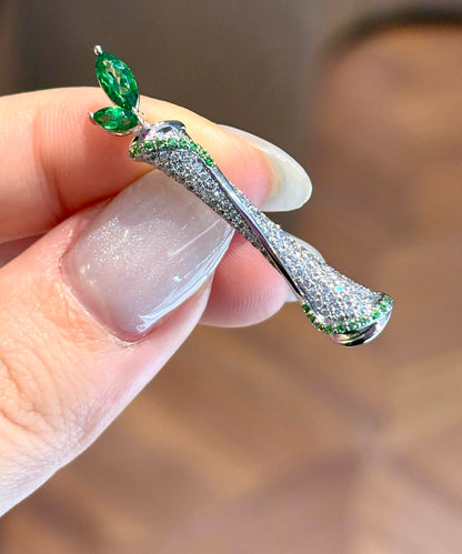 Vogue Green Alloy Zircon Dracaena Sanderiana Brooches
