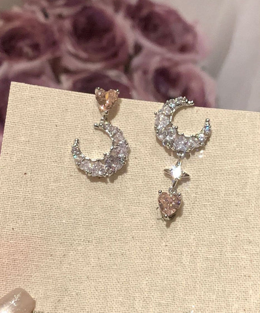 Vogue Multicolor Copper Overgild Zircon Moon Star Love Drop Earrings