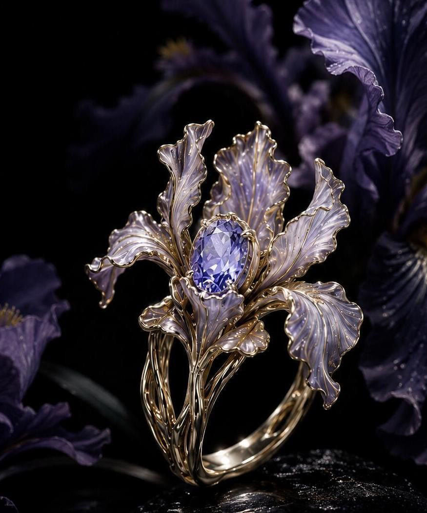 Vogue Purple Alloy Zircon Iris Gem Stone Rings