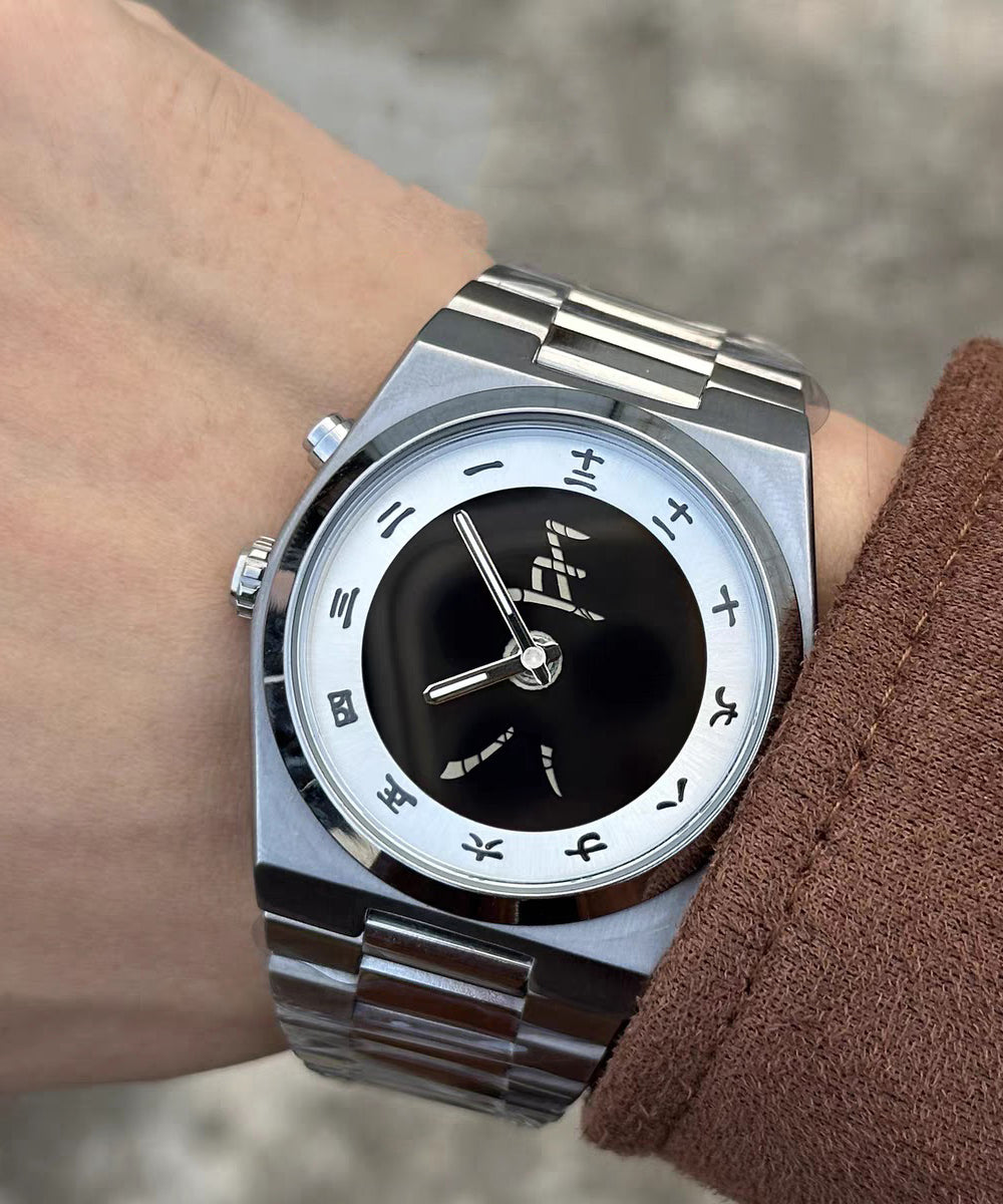 Vogue Red Stainless Steel Alloy Chinese Character Jumping Machinery Watches