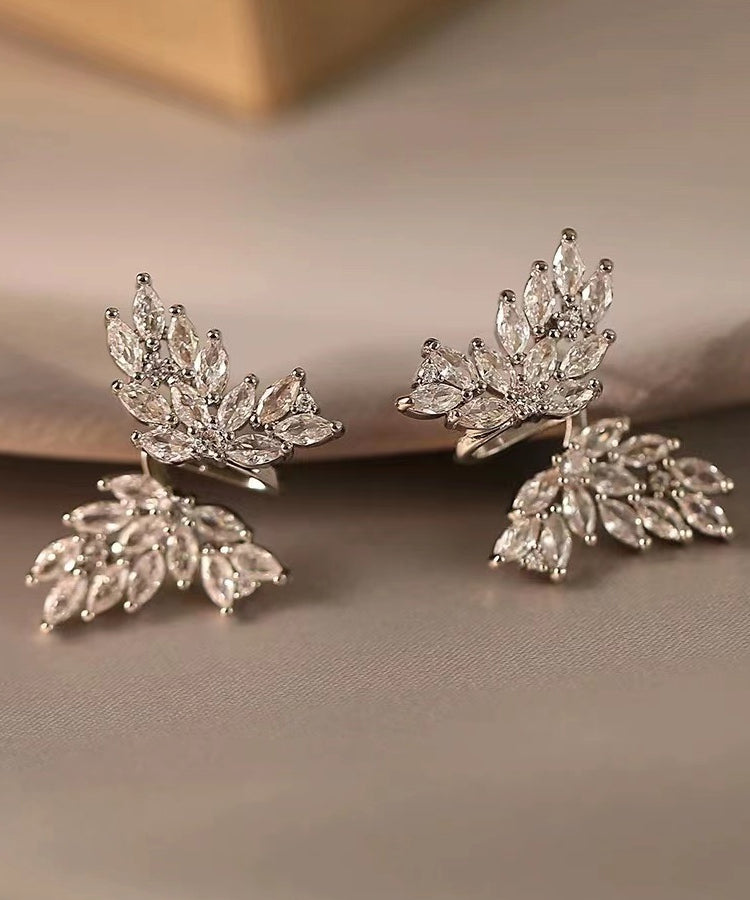 Vogue White Copper Alloy Butterfly Zircon Stud Earrings
