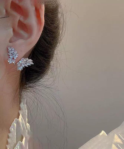 Vogue White Copper Alloy Butterfly Zircon Stud Earrings