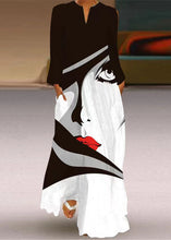 Load image into Gallery viewer, Vogue White Print Pockets Maxi Dress Long Sleeve