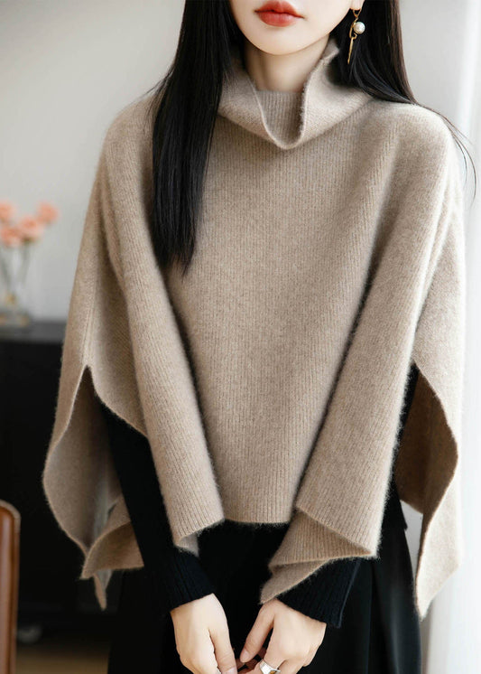 Warm Apricot Turtleneck Thick Wool Sweater Winter