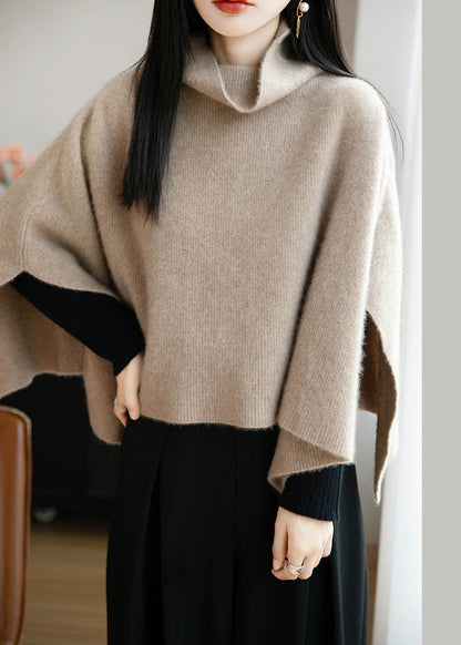 Warm Apricot Turtleneck Thick Wool Sweater Winter
