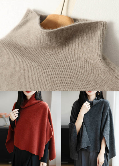 Warm Apricot Turtleneck Thick Wool Sweater Winter