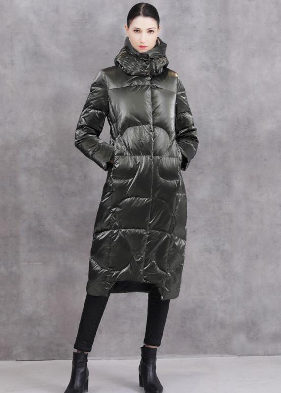 Warm Loose fitting winter jacket hooded winter outwear black winter duck down coat - SooLinen