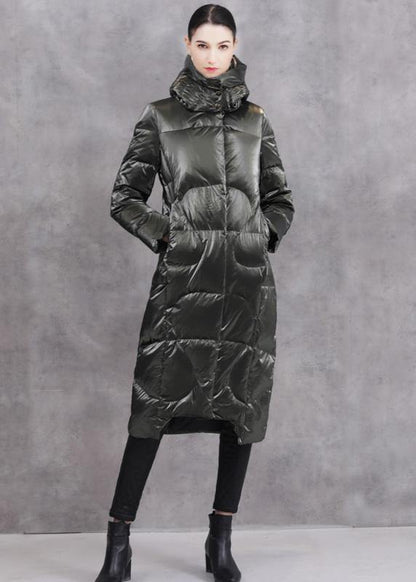 Warm Loose fitting winter jacket hooded winter outwear black winter duck down coat - SooLinen