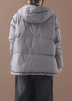 Warm black duck down coat plus size snow jackets hooded thick women overcoat - SooLinen