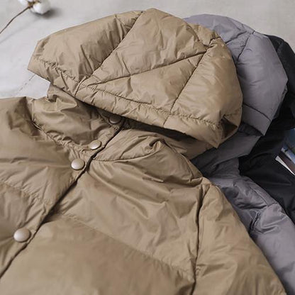 Warm black duck down coat plus size snow jackets hooded thick women overcoat - SooLinen