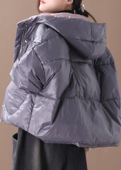 Warm gray Parkas plus size warm winter hooded thick coat - SooLinen