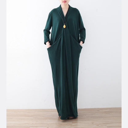 Warm green long sweaters Loose fitting sweater fine asymmetric winter dresses