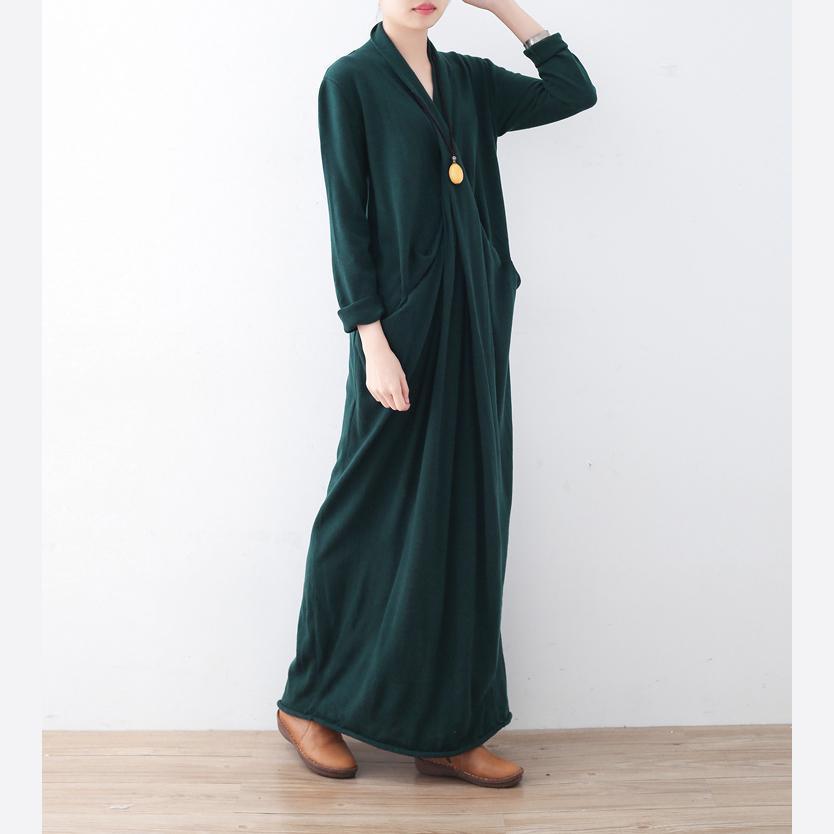 Warm green long sweaters Loose fitting sweater fine asymmetric winter dresses