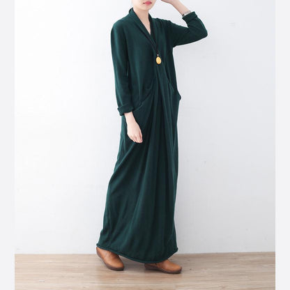 Warm green long sweaters Loose fitting sweater fine asymmetric winter dresses