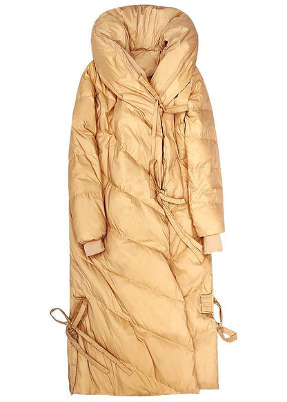 Warm khaki down coat winter plus size clothing hooded womens parka drawstring Warm overcoat - SooLinen