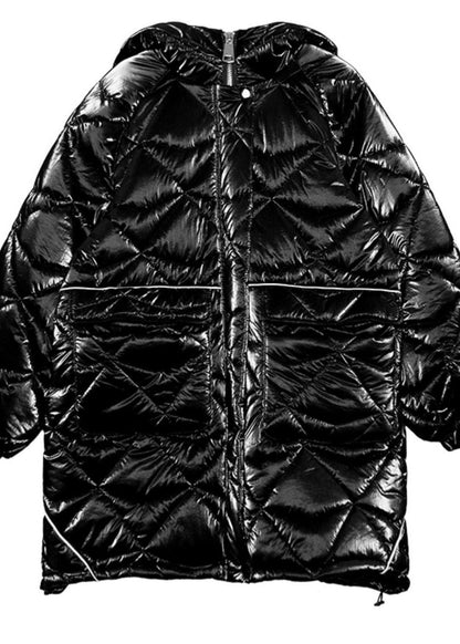 Warm oversize Jackets & Coats hooded coats green asymmetric drawstring hem women parka - SooLinen
