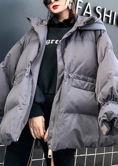 Warm plus size clothing Jackets & Coats winter coats gray hooded winter outwear - SooLinen