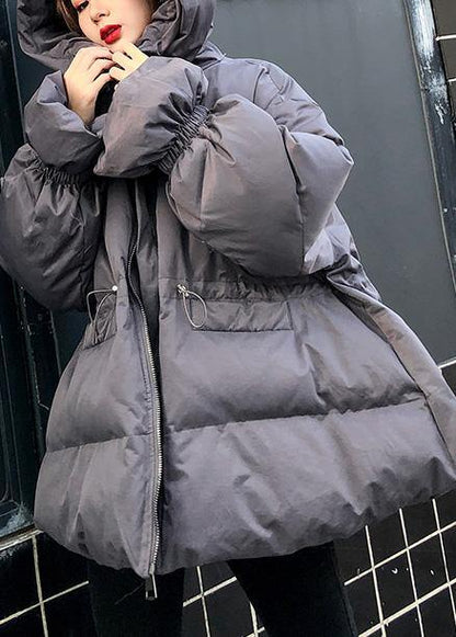 Warm plus size clothing Jackets & Coats winter coats gray hooded winter outwear - SooLinen
