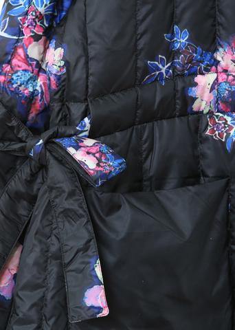 Warm plus size womens parka coats black print hooded pockets goose Down coat - SooLinen