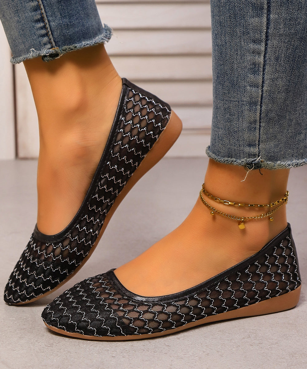 White Breathable Mesh Casual Splicing Penny Loafers