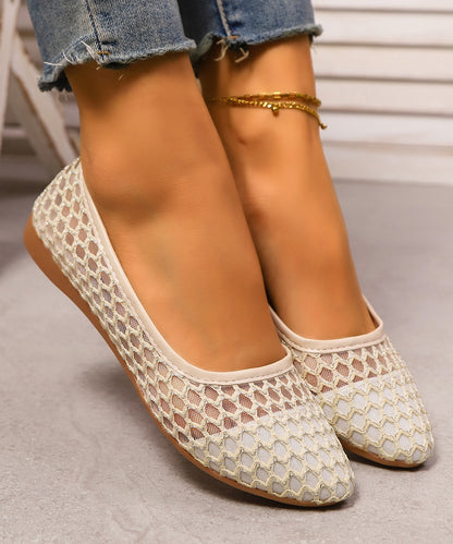 White Breathable Mesh Casual Splicing Penny Loafers