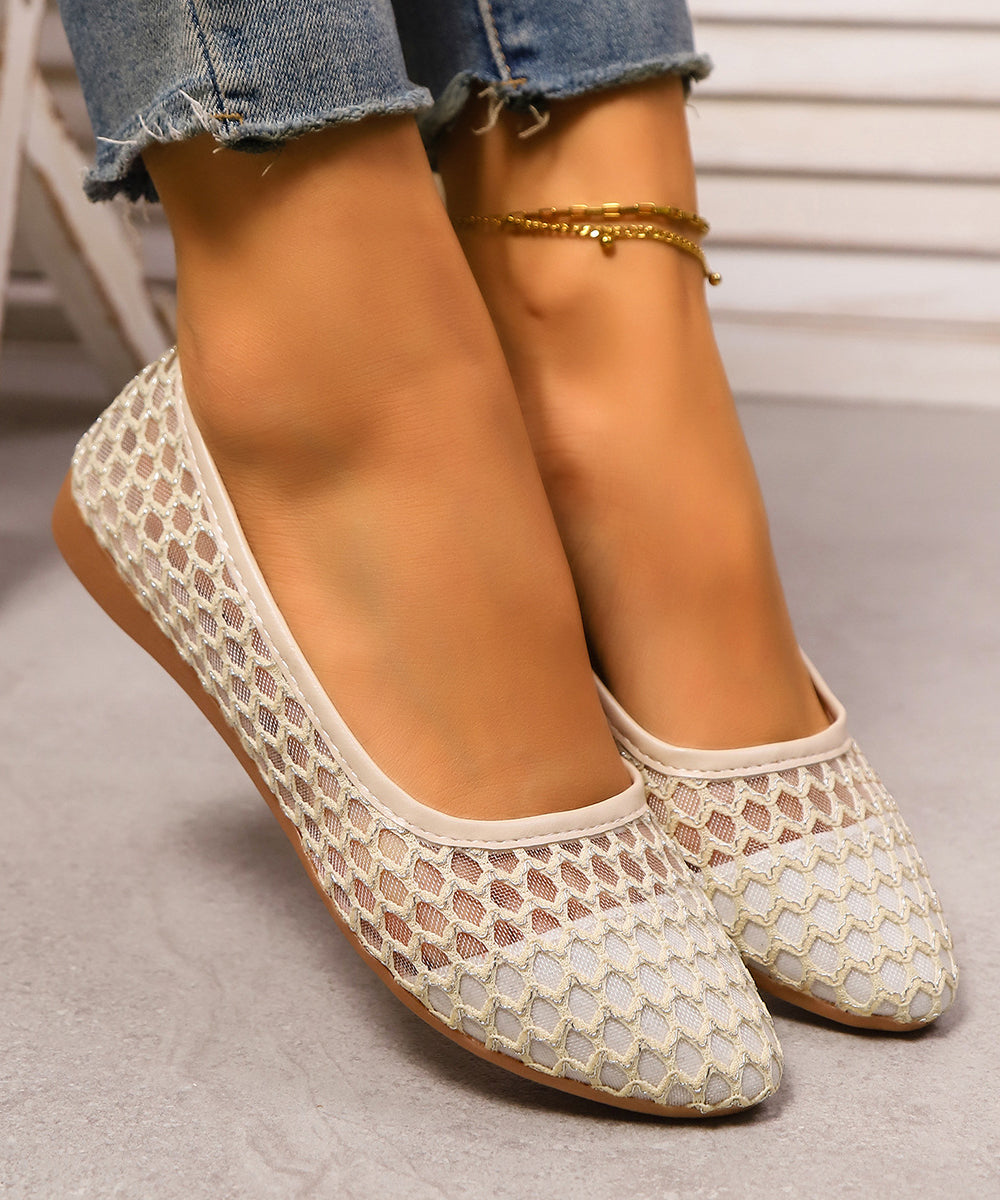 White Breathable Mesh Casual Splicing Penny Loafers