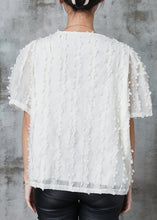 Load image into Gallery viewer, White Chiffon Shirts Double Breast Zircon Summer