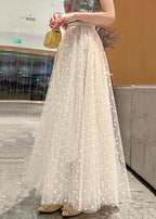 White Dot Tulle Exra Large Hem Skirts Elastic Waist