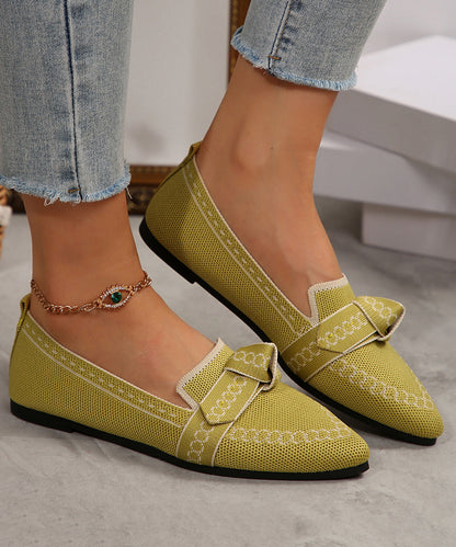 White Flat Shoes For Women Splicing Breathable Mesh Pointed Toe