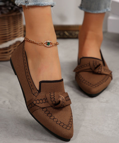 White Flat Shoes For Women Splicing Breathable Mesh Pointed Toe