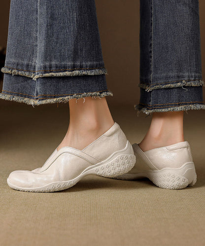 White Flat Shoes Platform Sheepskin DIY Flat Shoes For Women