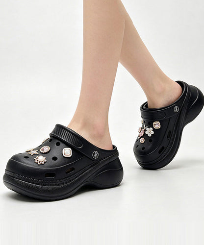 White Hollow Out Platform Flip Flops