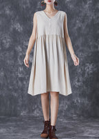 White Linen A Line Dress Exra Large Hem Button Summer