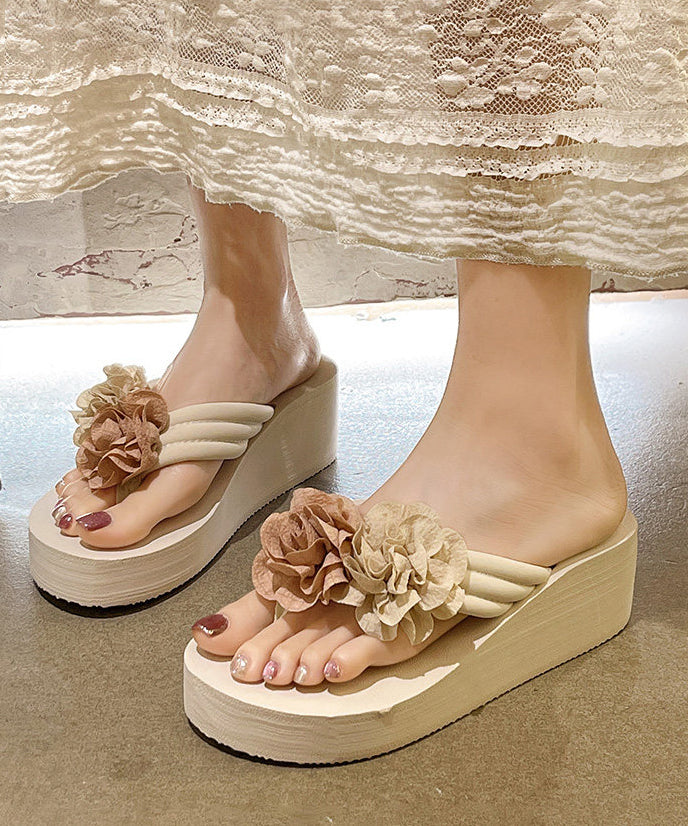 White Platform Faux Leather 2026 DIY Flower Flip Flops