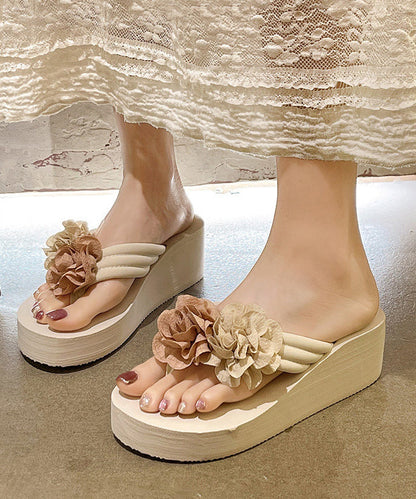 White Platform Faux Leather 2026 DIY Flower Flip Flops