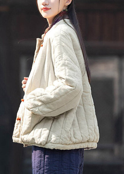 White Pockets Button Thick Parka Winter