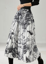 Load image into Gallery viewer, White Print Chiffon Pleated Skirts Elastic Waist Summer