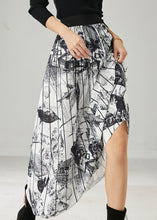 Load image into Gallery viewer, White Print Chiffon Pleated Skirts Elastic Waist Summer
