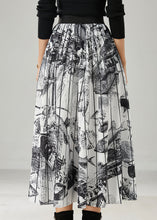 Load image into Gallery viewer, White Print Chiffon Pleated Skirts Elastic Waist Summer