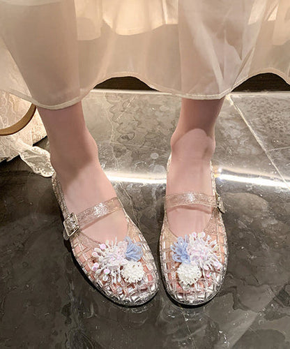 White Sandals Fine Flower Comfy Hollow Out Sandals