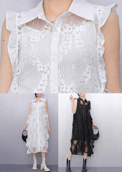 White Side Open Tie Waist Long Dress Sleeveless