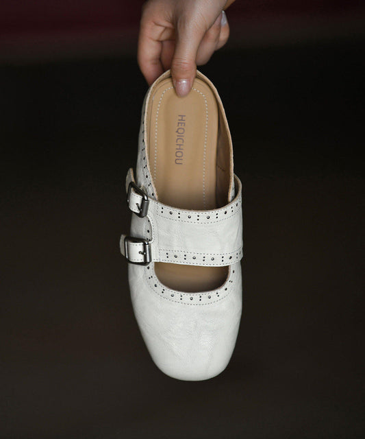 White Soft Sheepskin Plus Size Hollow Out Flip Flops