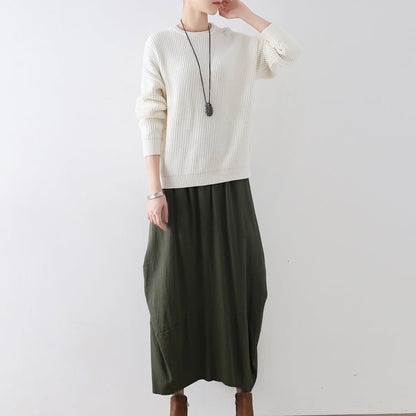 White cotton sweaters women knit tops 2025 winter short sweaters