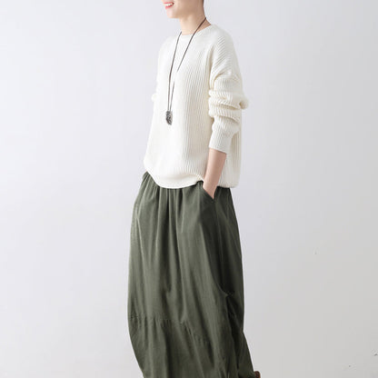 White cotton sweaters women knit tops 2025 winter short sweaters