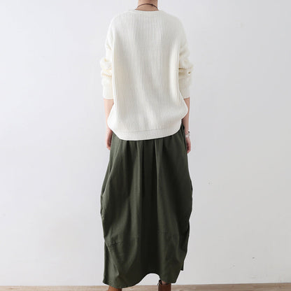 White cotton sweaters women knit tops 2025 winter short sweaters