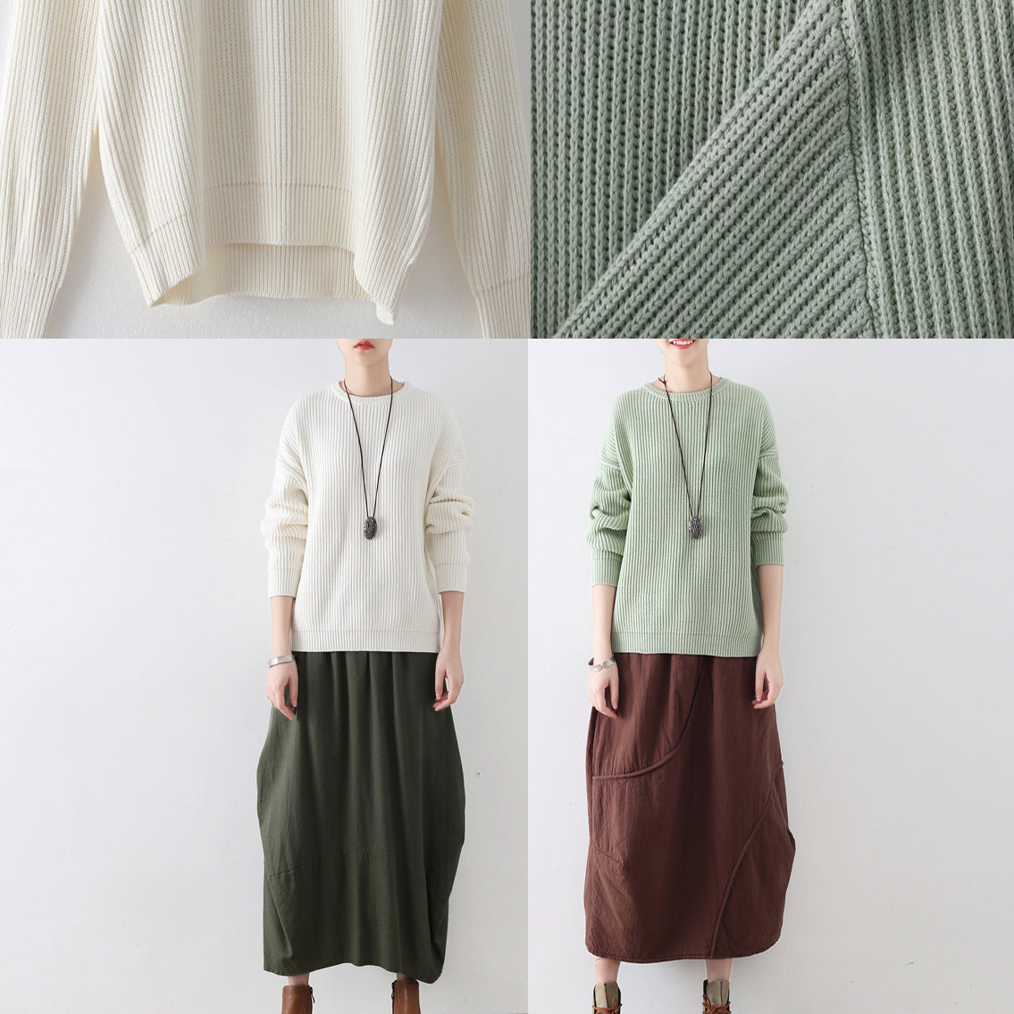 White cotton sweaters women knit tops 2025 winter short sweaters