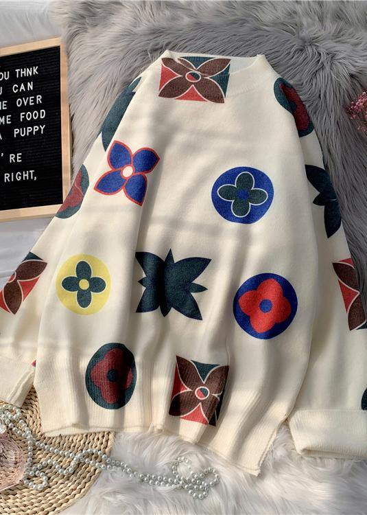 Winter o neck Sweater fall Wardrobes plus size beige print Tejidos knitted dress - SooLinen